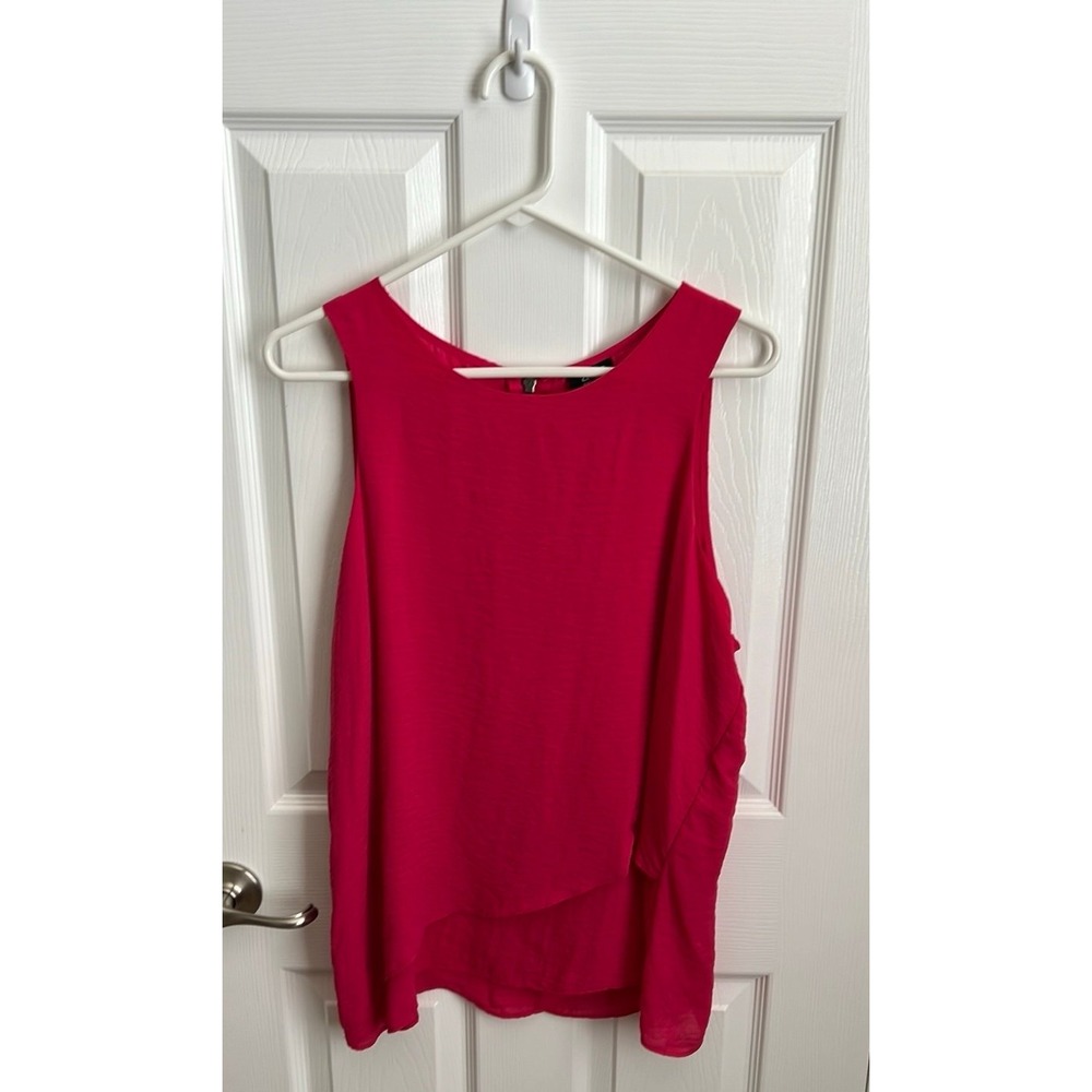 a.n.a  Sleeveless Blouse Asymmetrical Hem‎ Hot Pink Tank Top Ladies Size XL
